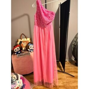 Dressalisa - Sequin Halter Pink Tulle Gown Sz S